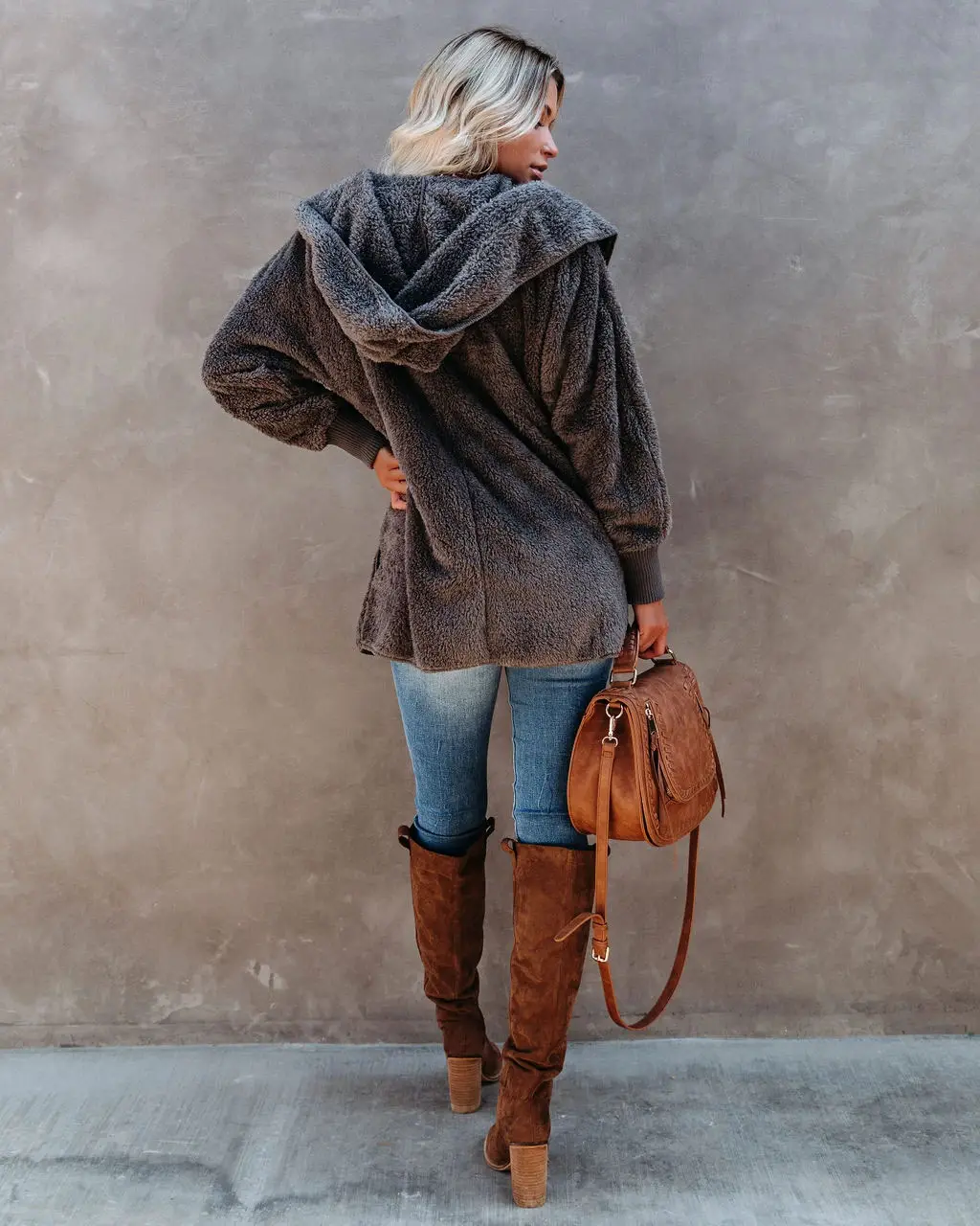 2022 Women's Long Sleeve Hooded Plush Cardigan Jacket — feature 38
