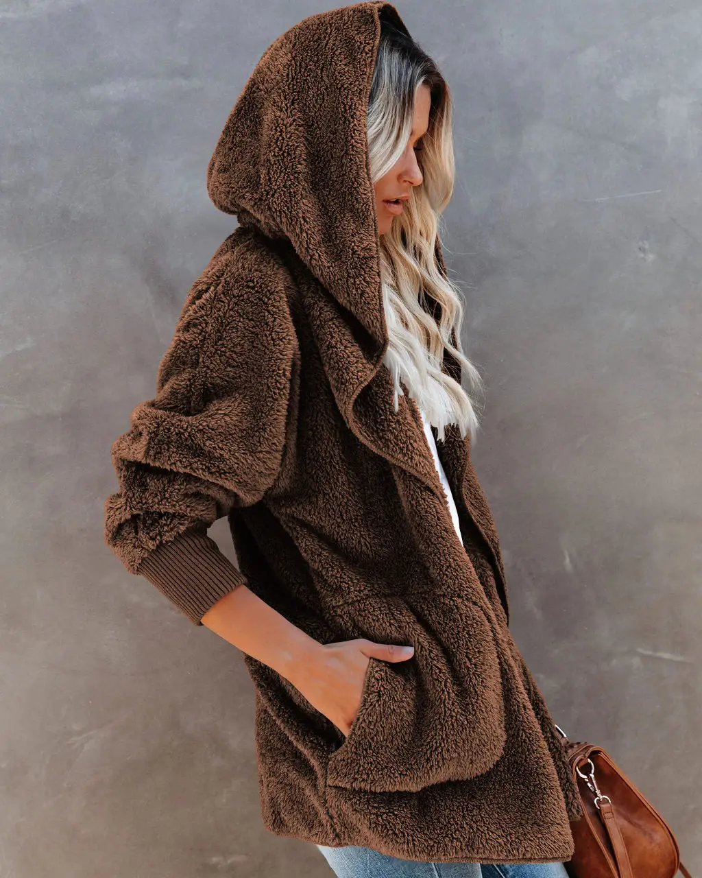2022 Women's Long Sleeve Hooded Plush Cardigan Jacket — feature 41