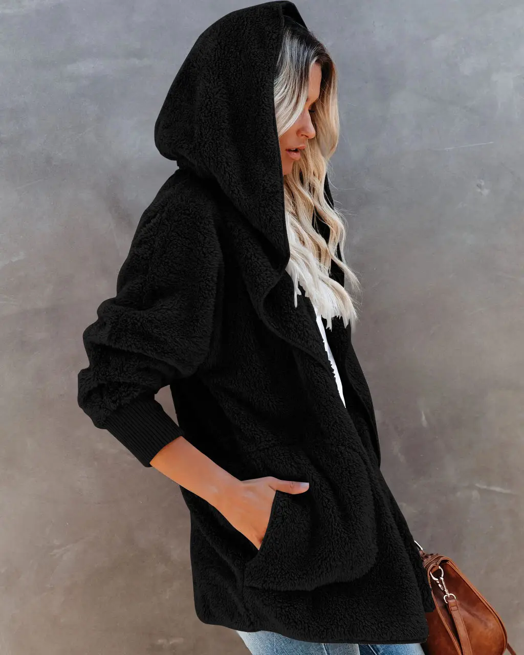 2022 Women's Long Sleeve Hooded Plush Cardigan Jacket — feature 5