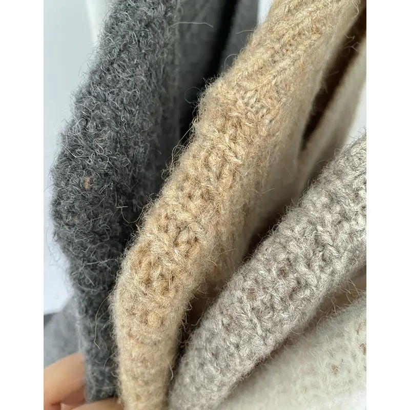 Women V-neck Pullover Sweater Brown Knitted Loose Autumn Winter — feature 7