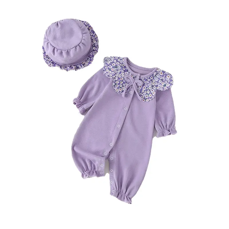 Baby Purple Floral Jumpsuit Spring Autumn Outfit - Image 9