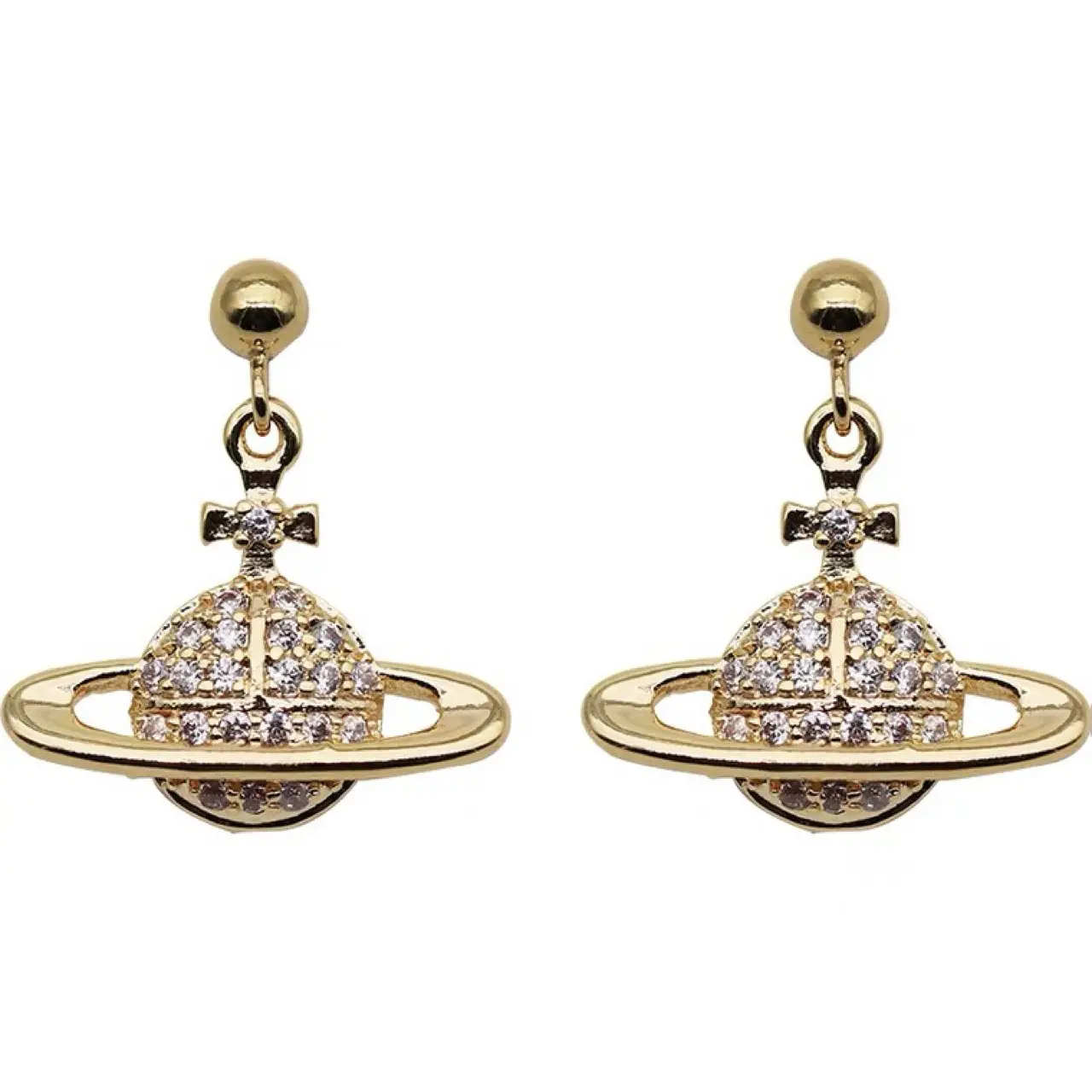 Saturn Controlled Micro Diamond White Zircon Earrings for Women - Image 5