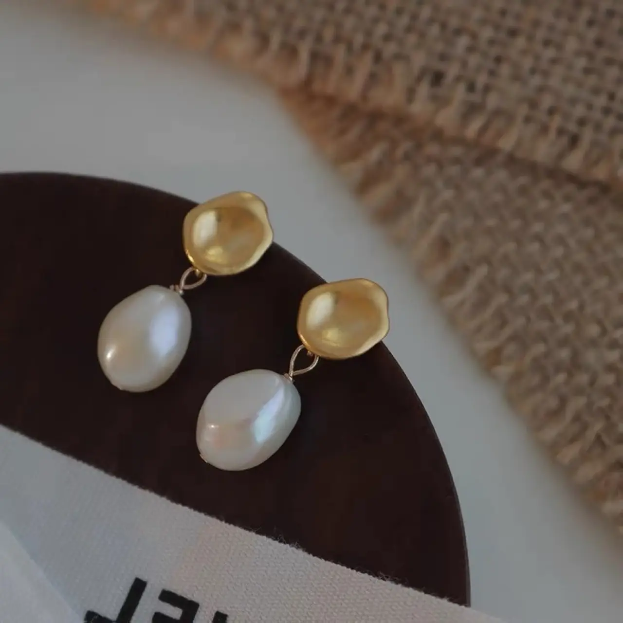 Natural Pearl Earrings with Gold Plated Needle Design