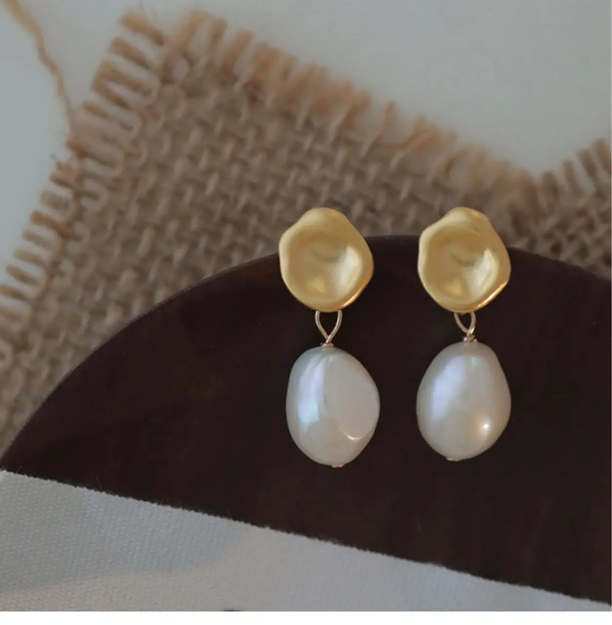 Natural Pearl Earrings with Gold Plated Needle Design — feature 7