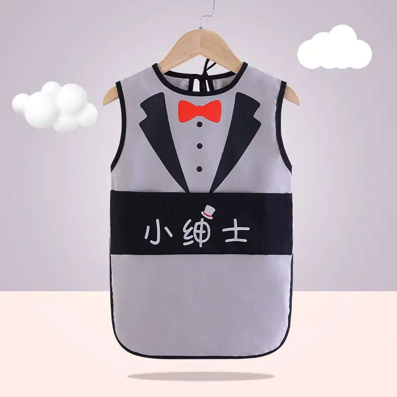 Baby's Navy Blue Waterproof Apron Apron Kids Bib - Image 5