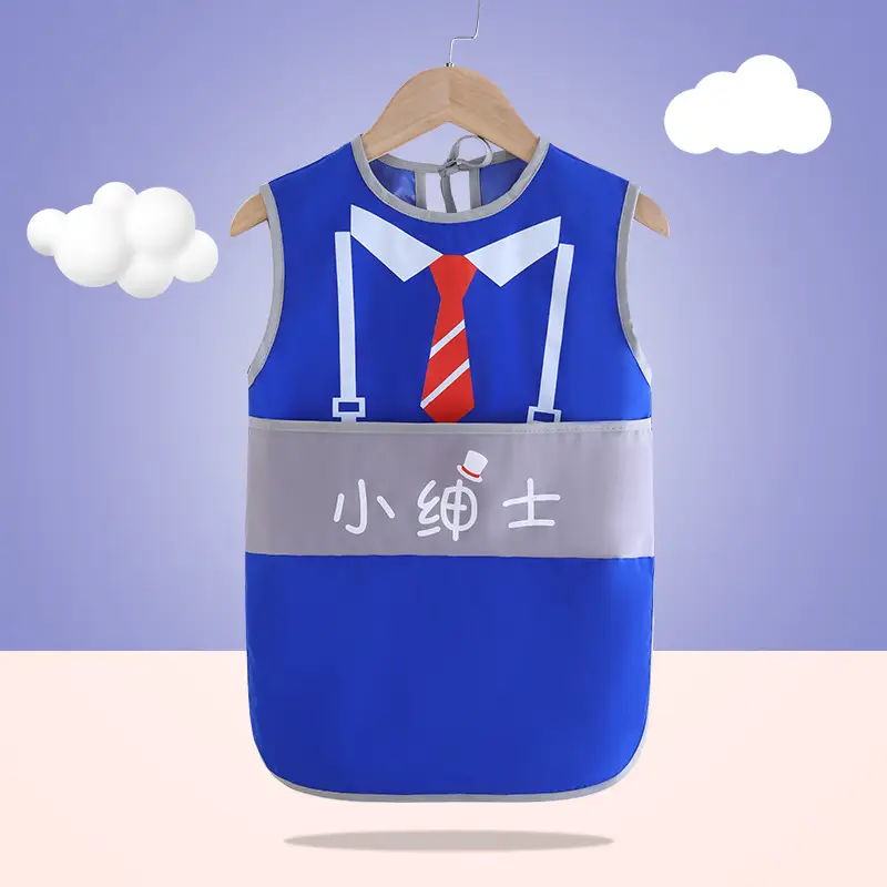 Baby's Navy Blue Waterproof Apron Apron Kids Bib - Image 2