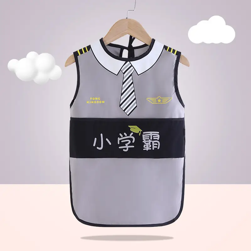 Baby's Navy Blue Waterproof Apron Apron Kids Bib - Image 6