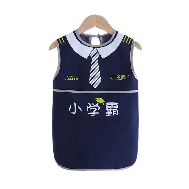 Baby's Navy Blue Waterproof Apron Apron Kids Bib - Image 7