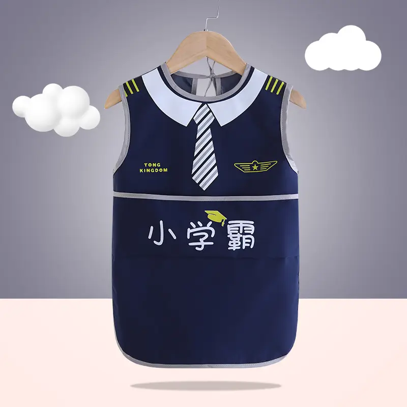 Baby's Navy Blue Waterproof Apron Apron Kids Bib - Image 4