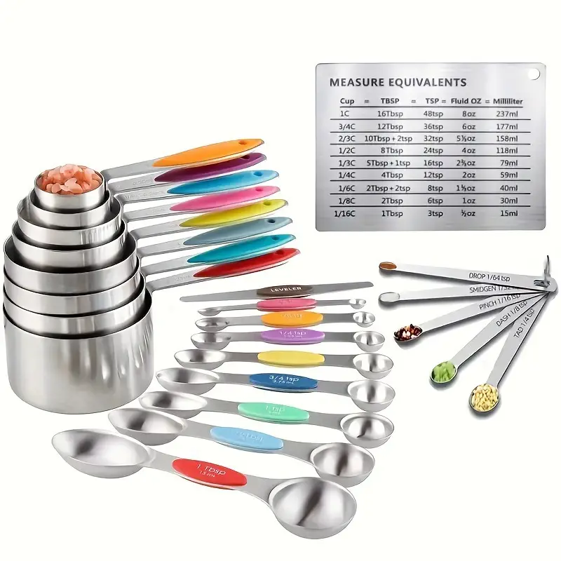 8-Piece Stainless Steel Measuring Set with Silicone Handles