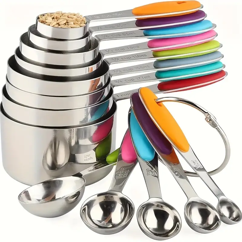 8-Piece Stainless Steel Measuring Set with Silicone Handles