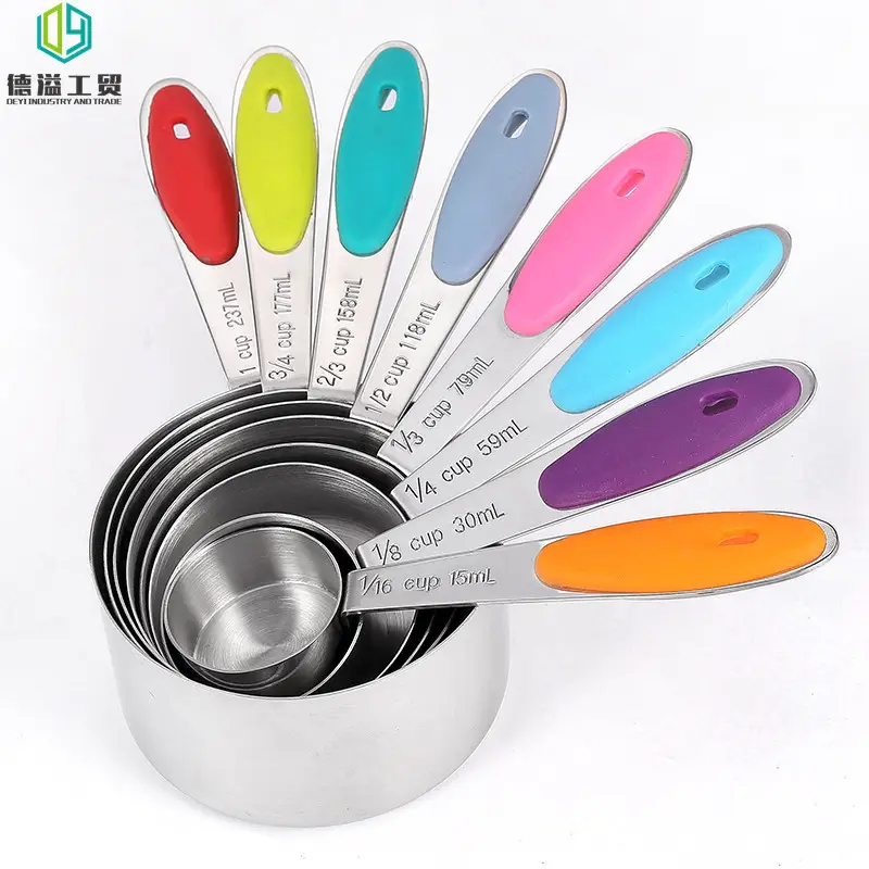 8-Piece Stainless Steel Measuring Set with Silicone Handles