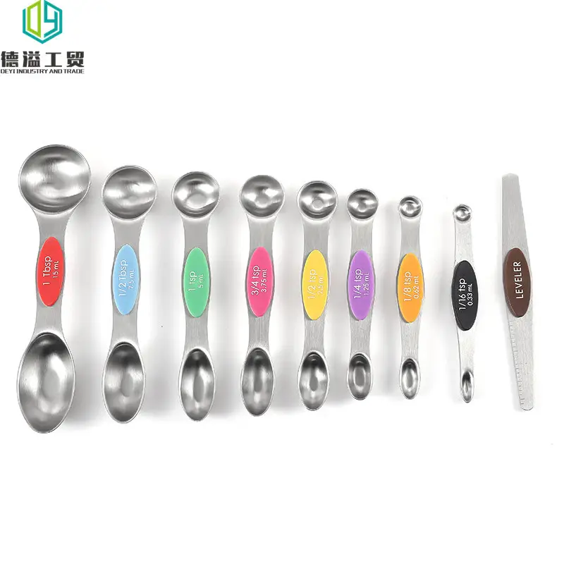 8-Piece Stainless Steel Measuring Set with Silicone Handles