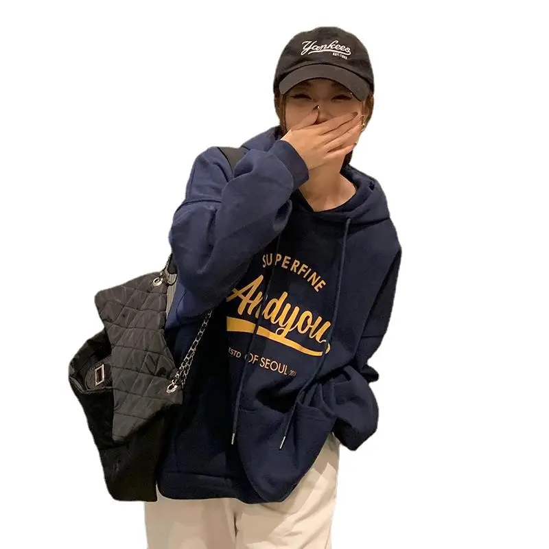 Women Oversize Hoodie Sweatshirt Grey Anyou Print - Image 8