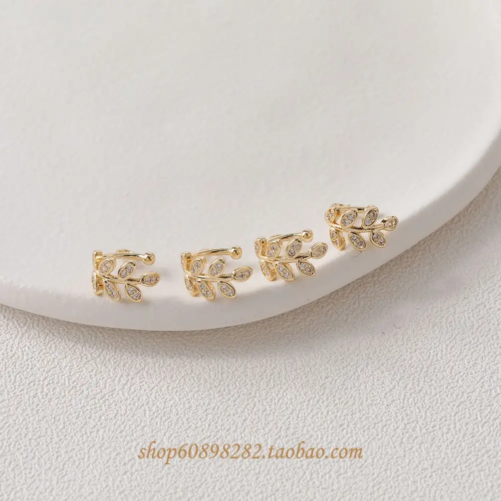 14K Electroplated Leaf Earrings with Hanging Design - Image 4
