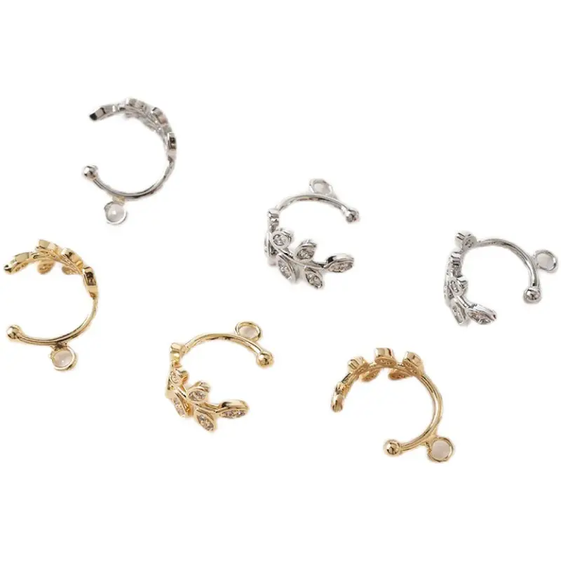 14K Electroplated Leaf Earrings with Hanging Design - Image 7