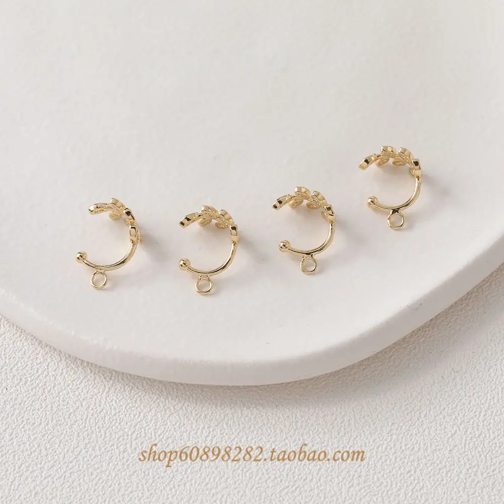 14K Electroplated Leaf Earrings with Hanging Design — feature 2