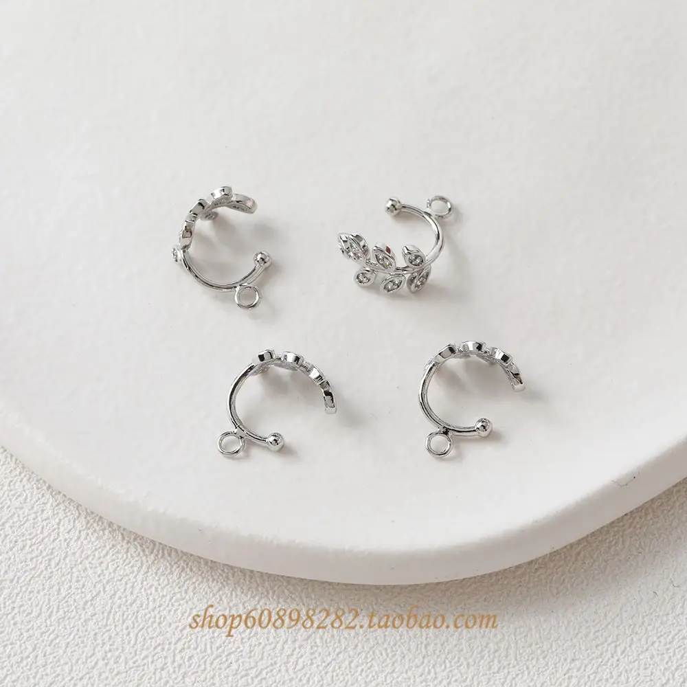 14K Electroplated Leaf Earrings with Hanging Design - Image 2