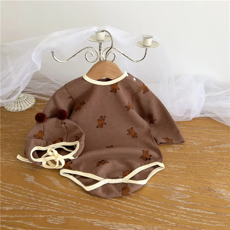 Brown Floral Baby Suit for 0-2 Years Cotton