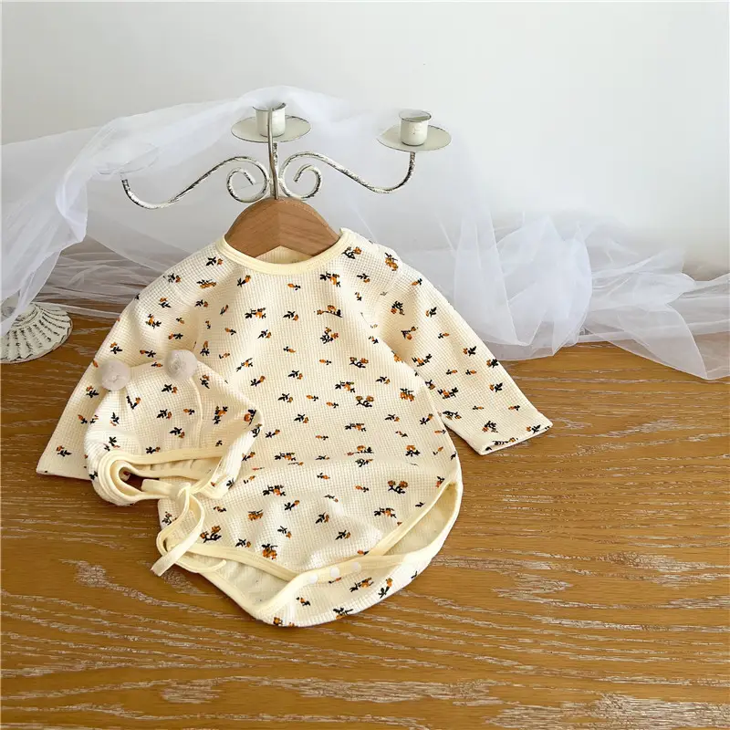 Brown Floral Baby Suit for 0-2 Years Cotton