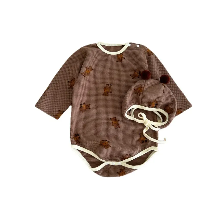 Brown Floral Baby Suit for 0-2 Years Cotton
