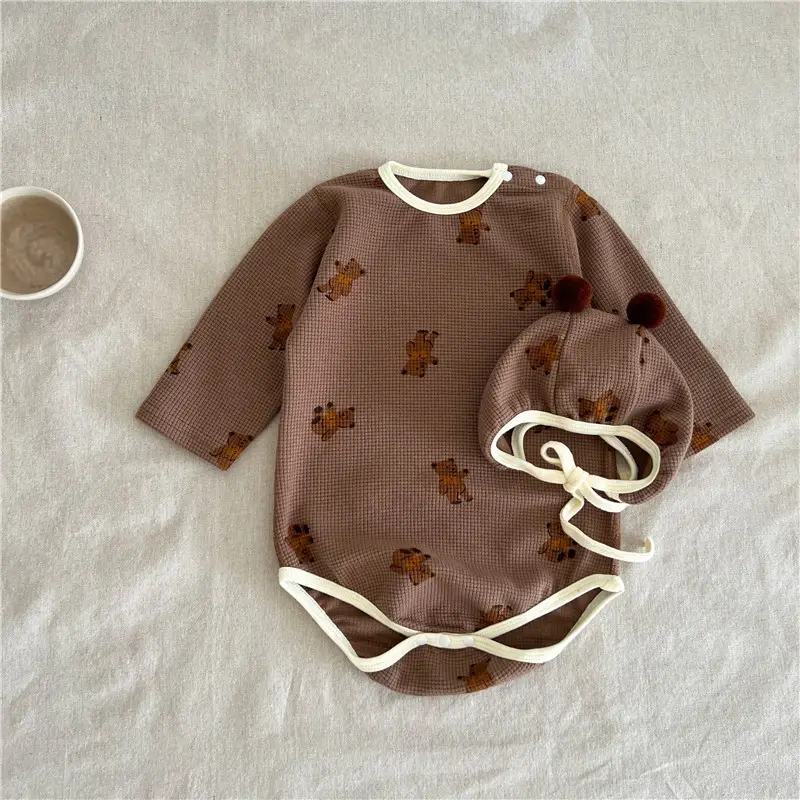 Brown Floral Baby Suit for 0-2 Years Cotton