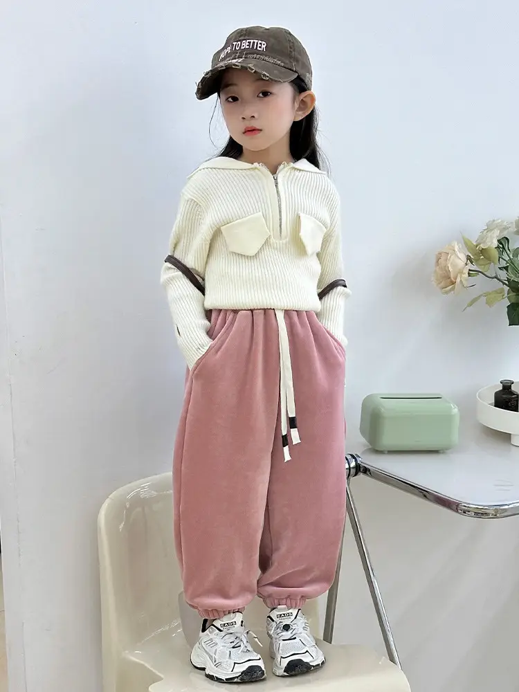 Children's Fleece Sweatpants Large Brown