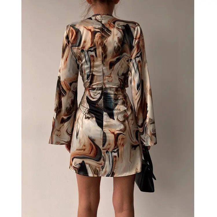 2023 Printed Long Sleeve V Neck Dress for Women — feature 12