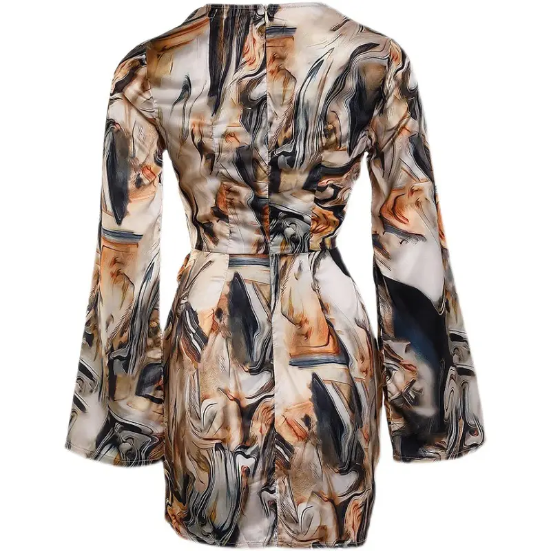 2023 Printed Long Sleeve V Neck Dress for Women — feature 14