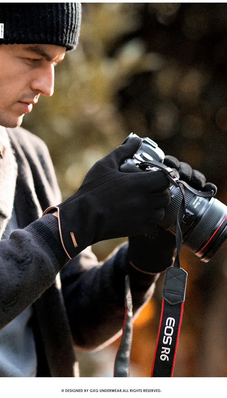 Winter Warm Finger Gloves Suede Leather Warm Touchscreen — feature 18