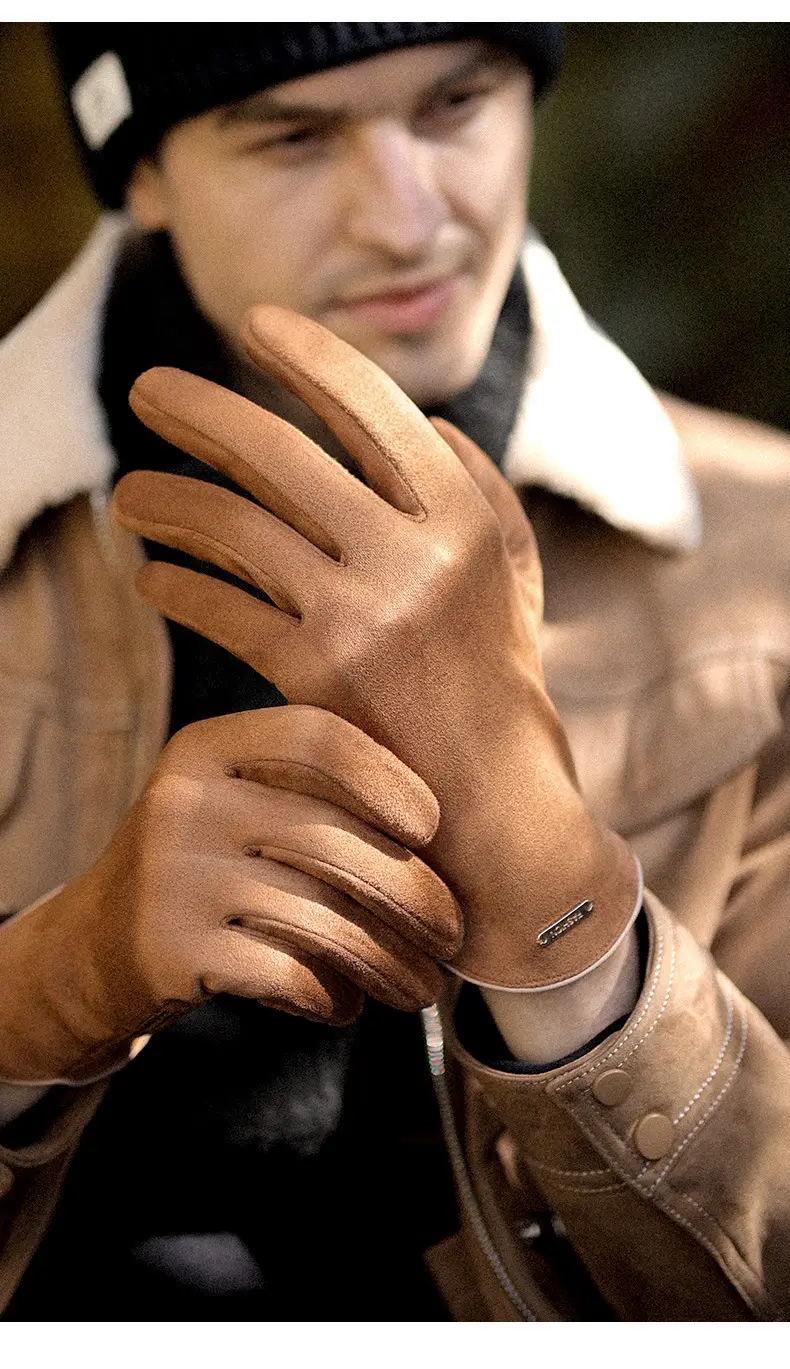 Winter Warm Finger Gloves Suede Leather Warm Touchscreen — feature 20