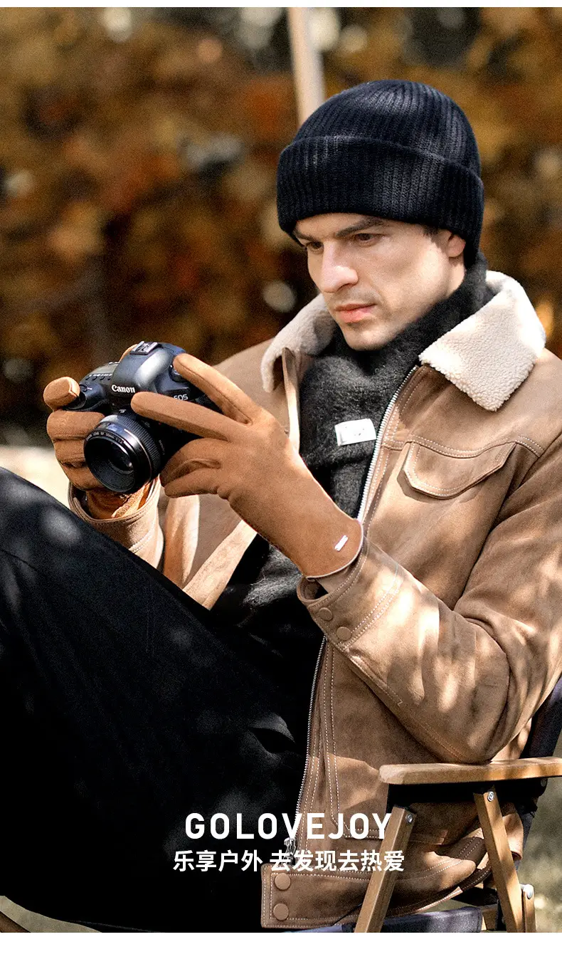 Winter Warm Finger Gloves Suede Leather Warm Touchscreen — feature 8