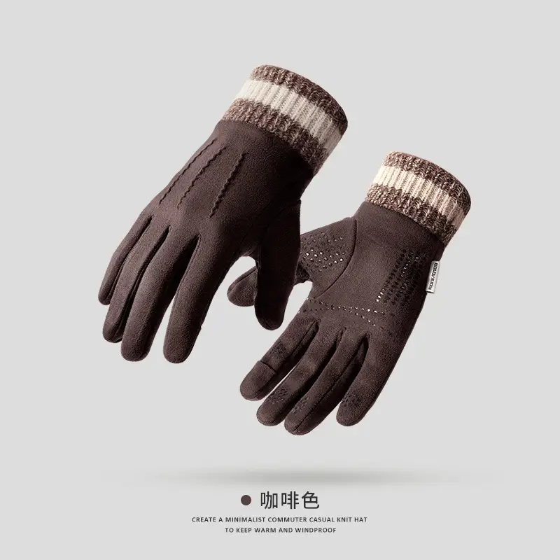 Winter Warm Finger Gloves Suede Leather Warm Touchscreen - Image 6