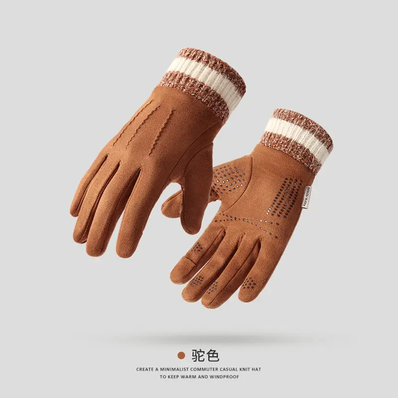 Winter Warm Finger Gloves Suede Leather Warm Touchscreen - Image 7