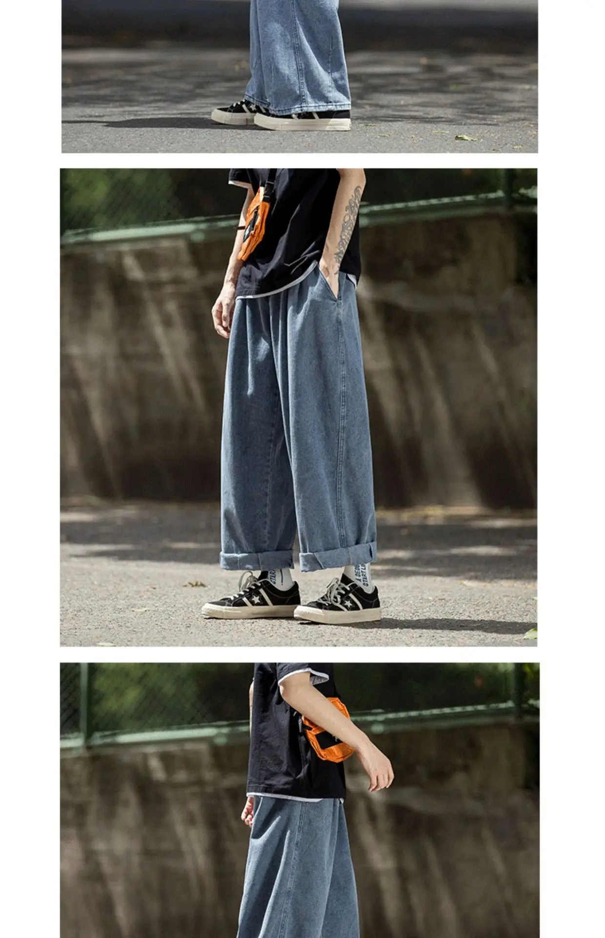 Wide Leg Korean Style Jeans for Men Large — feature 7