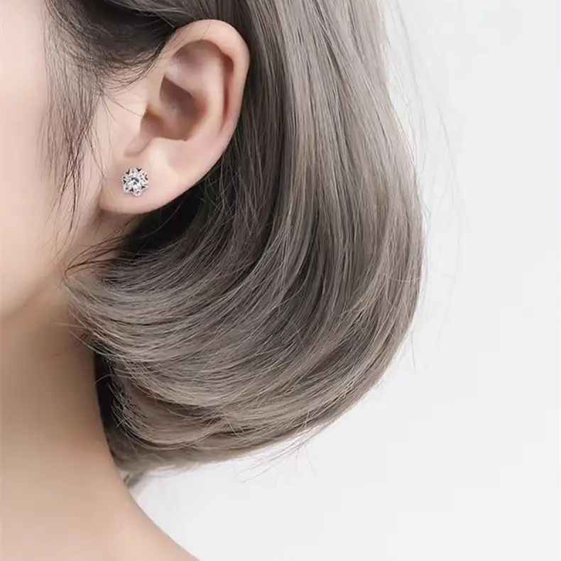 S999 Sterling Silver Snowflake Earrings for Women - Image 2