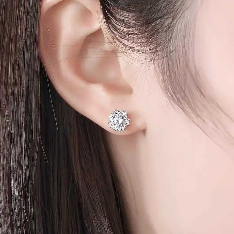 S999 Sterling Silver Snowflake Earrings for Women - Image 4