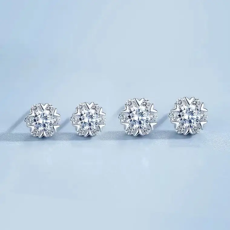 S999 Sterling Silver Snowflake Earrings for Women - Image 5