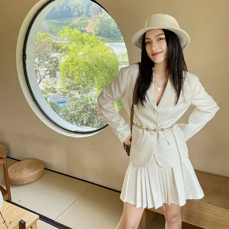 2025 Korean Style White Crystal Suit Jacket for Women - Image 5