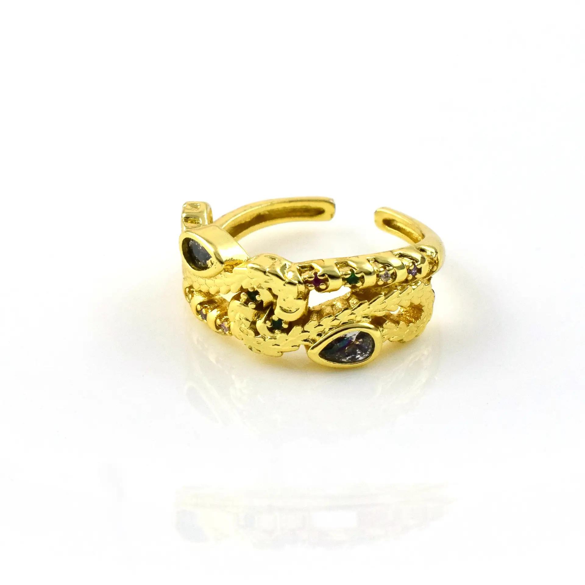 Gold Heart CZ Zircon Adjustable Ring