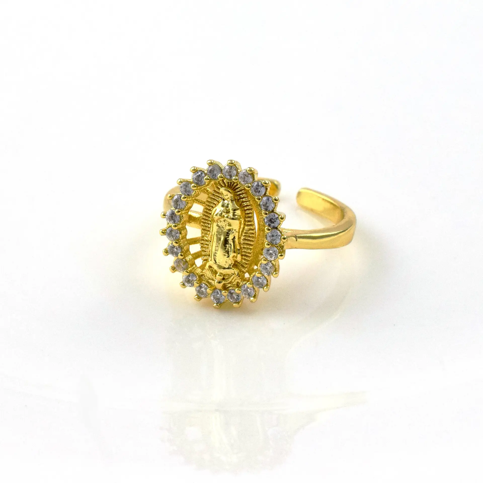 Gold Heart CZ Zircon Adjustable Ring