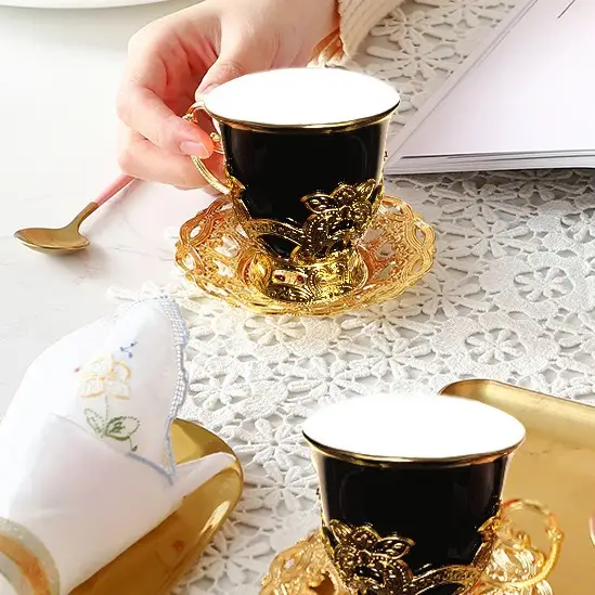 Gold 2-Cup Saucer Gift Box for Coffee - Image 6