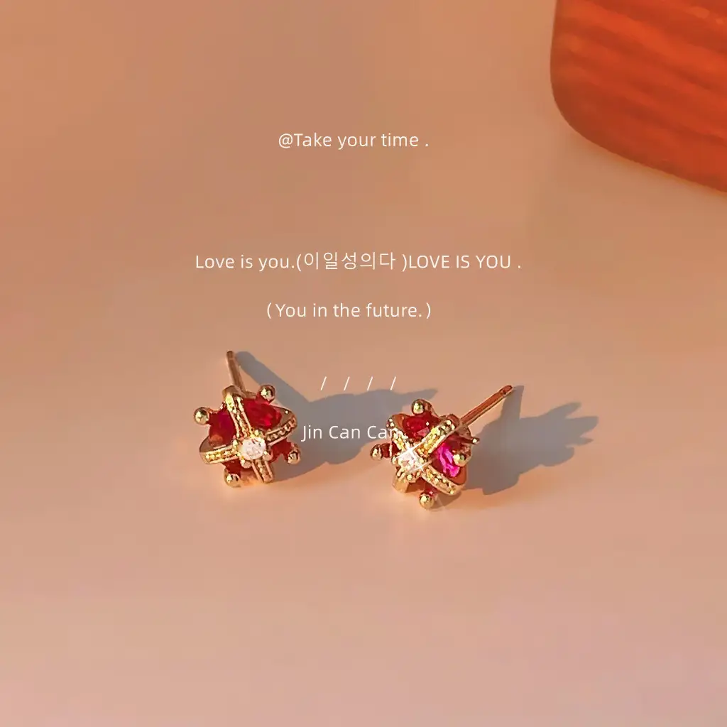 Mini Zircon Crown Earrings 925 Silver Needle Plating - Image 2