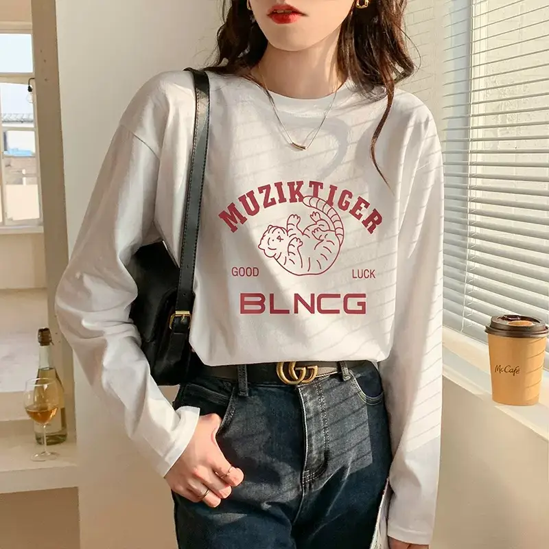 Women Black Huzi Tiger Graphic Long Sleeve T-Shirt 2022