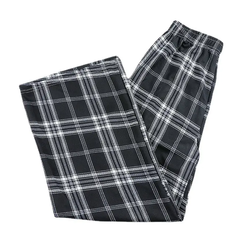 Women Plaid Denim Pants Blue Loose Fit High Waist - Image 20