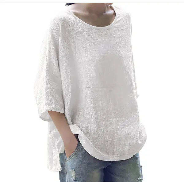 Women Tencel Cotton 3Q Sleeve Pullover Large - Image 11