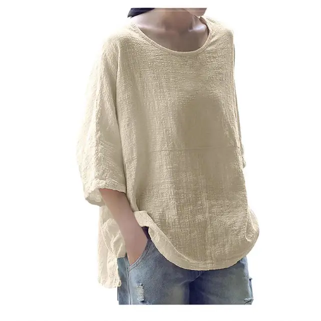 Women Tencel Cotton 3Q Sleeve Pullover Large - Image 12