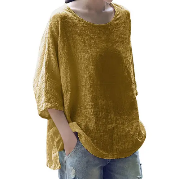 Women Tencel Cotton 3Q Sleeve Pullover Large - Image 3