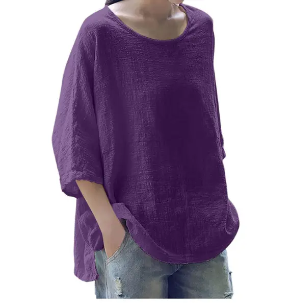 Women Tencel Cotton 3Q Sleeve Pullover Large - Image 4