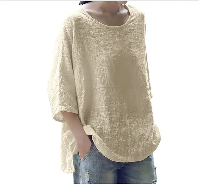 Women Tencel Cotton 3Q Sleeve Pullover Large - Image 5